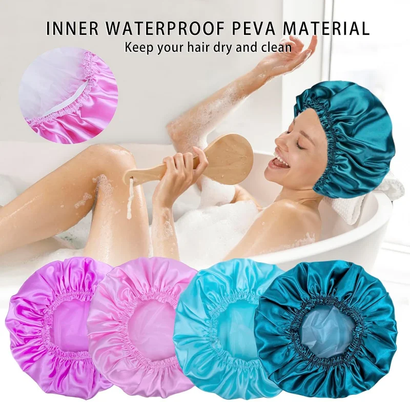 Duschhaube 3er Pack – Wasserdichte Badekappe Mit Doppelter Schicht Für Dusche & Baden