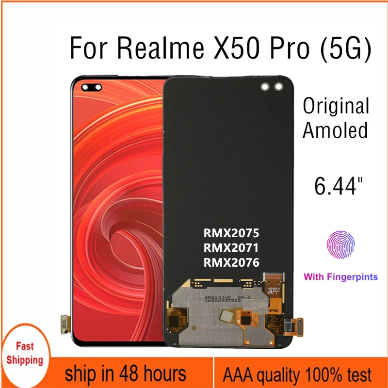 

Amoled LCD For Realme X50 Pro 5G LCD Display Touch Screen Digitizer Assembly For Realme X50Pro RMX2075 RMX2071 RMX2076 LCD