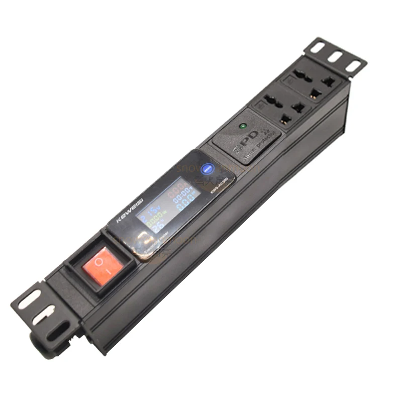 

PDU Power Strip Current Voltage Display Meter monitor 2 Ways International Plug Outlets surge protector For Network Cabinet Rack