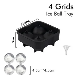 Silicone Ice Cube & Ball Maker with Lid - Perfect for Whiskey, Cocktails, and Iced Coffee (4 Grids Ice Ball)
