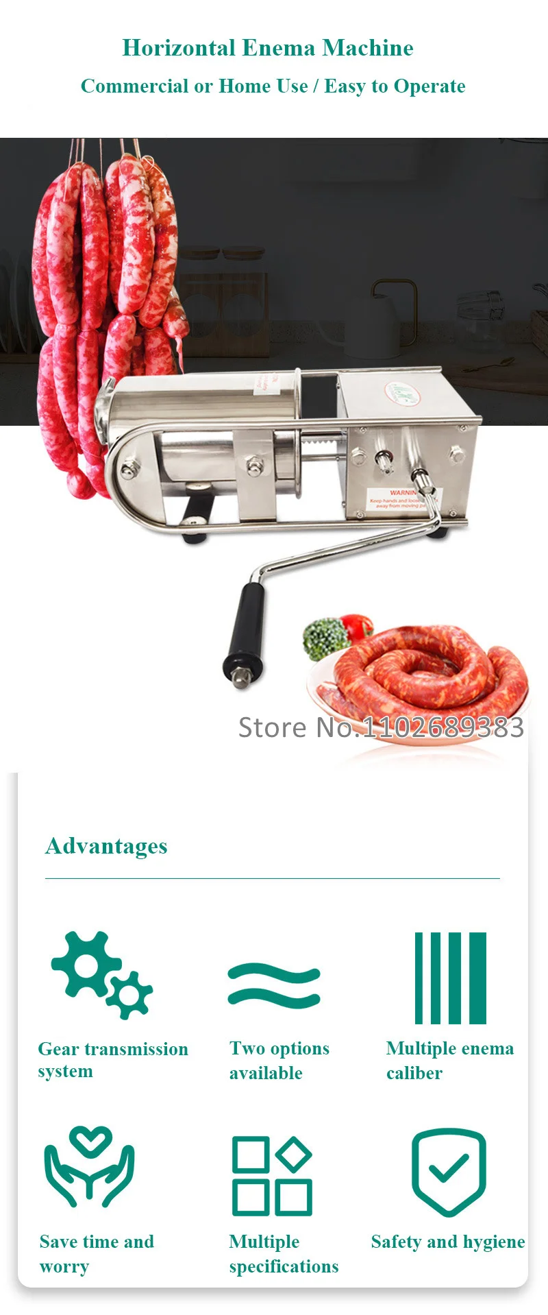 Description Picture 3 of itemManual Sausage Filler Stuffing Machine 2L/3L Enema Making Filling Machine Stainless Steel Food Processor
