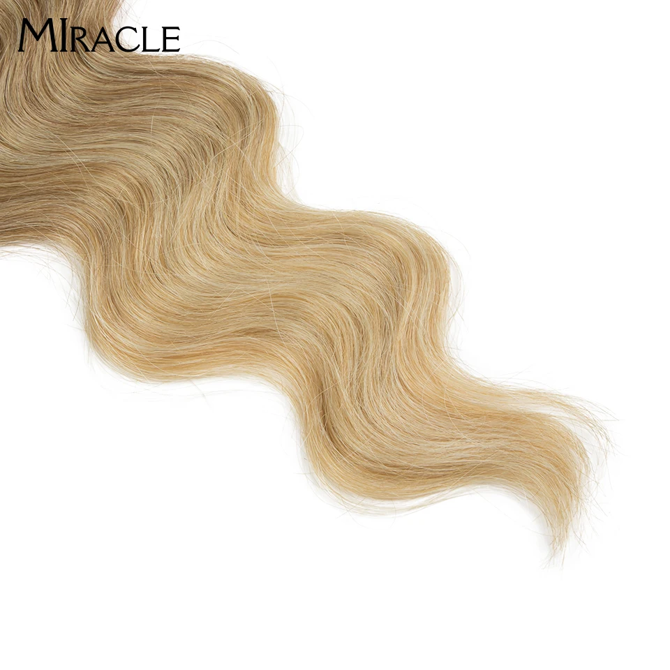 MIRACLE Synthetic Body Wave Ponytail Hair Bundles 26 Inch Long Hair Weave Ombre Ginger Brown 613 Blonde 100g Extensions