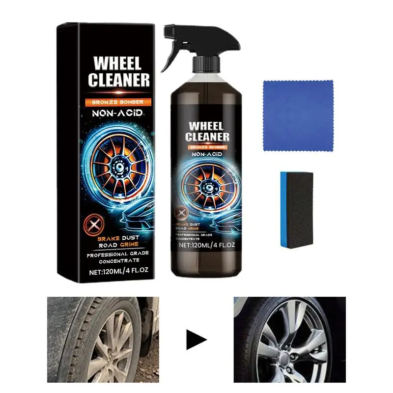 

Wheel Cleaner Tire And Wheel Cleaner Spray No Scrub Wheel Cleaner Powerful Tire Shine Spray 120ml Car Detailing Solution Brake