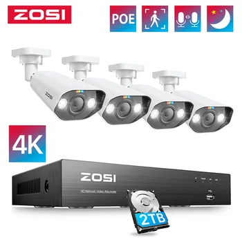 ZOSI 8CH POE Video Surveillance Kit 4K 8MP 5MP Super HD Outdoor IP Cameras 1
