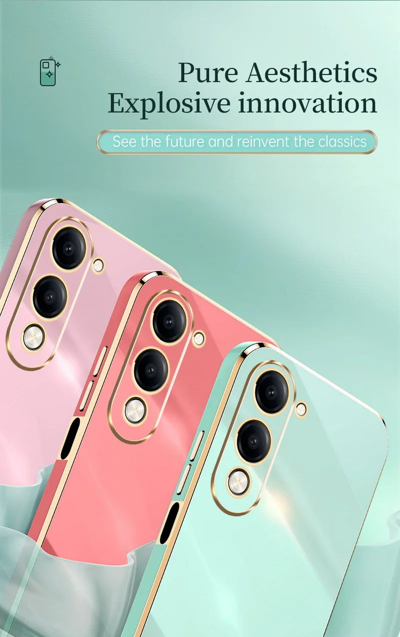 Luxurious Electroplated Gold Border Silicone Phone Case
