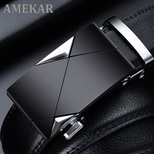 

Male Genuine Leather Strap Belts Top Quality Laser Alloy Automatic Buckle black Belts For Men Cummerbunds cinturon hombre