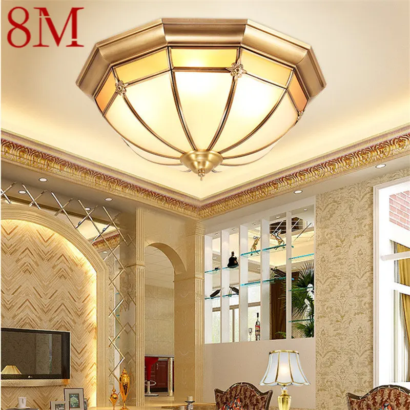 

8M Nordic Copper Ceiling Lamp Modern Brass Vintage Creative Light Luxury LED Fixtures Decor For Home Living Bedroom