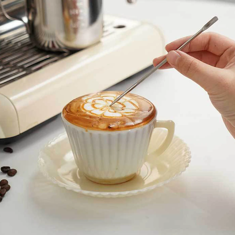 

Punana Coffee Art Needle Stainless Steel Rosewood Coffee Decorating Art Pen Flower Needle Latte Coffee Hook Coffee Accessories