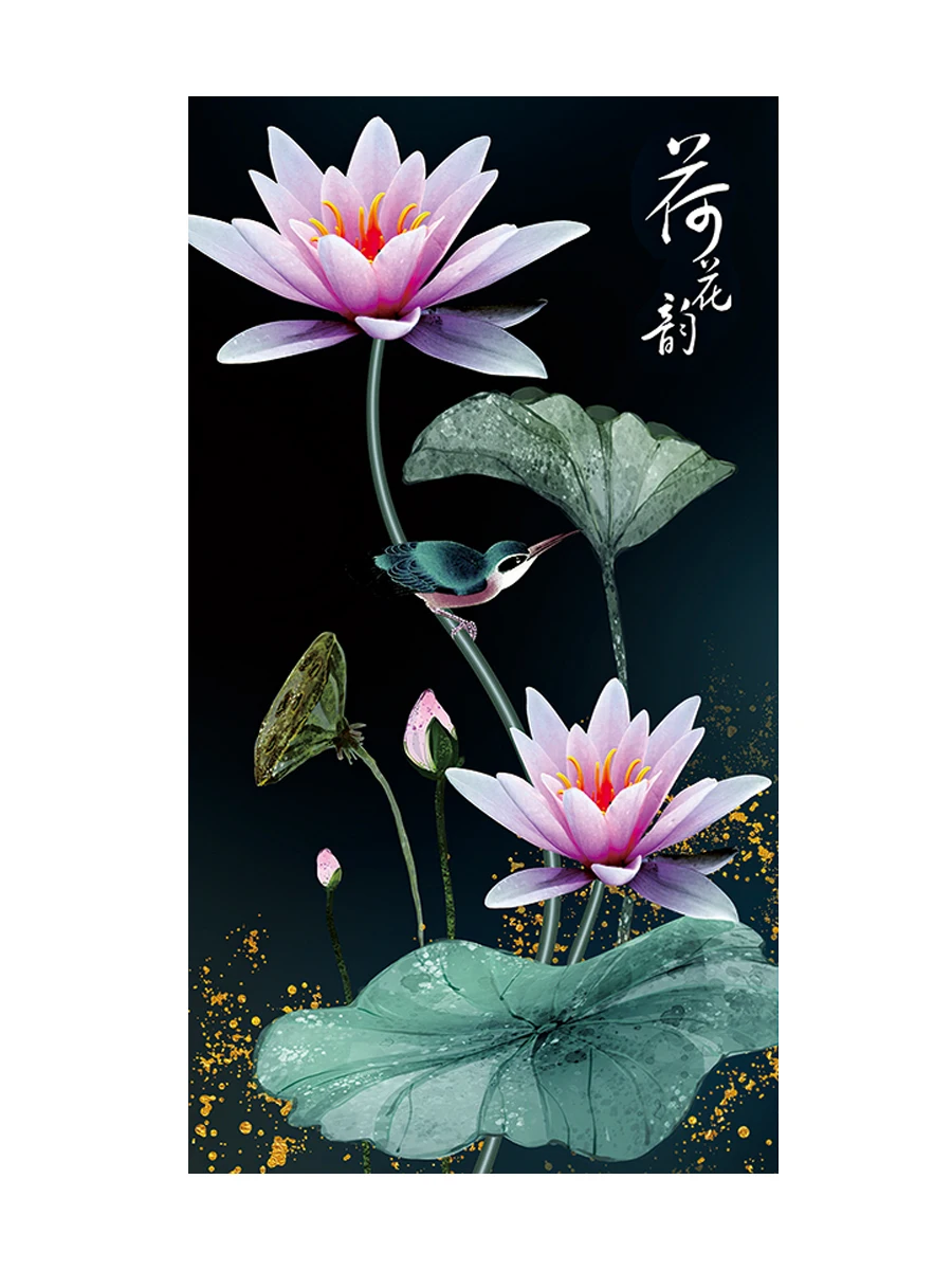 Lotus Flower Cross Stitch DIY Embroidery Set Decorative Painting 11CT 9CT Printed Cloth Needlework Material Pack cross stitch kit