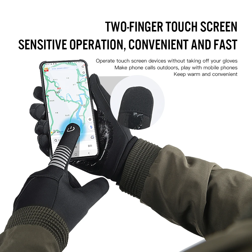 Autumn Winter Cycling Gloves Fluff Warm Waterproof Nonslip Touch Screen Skiing Running Riding Motorbike Gloves Men