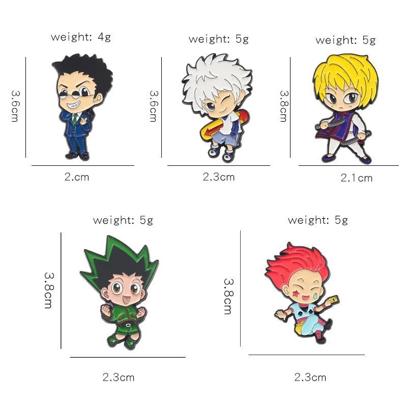 Hunters Enamel Pin GON Killua Kurapika Leorio Hisoka Brooch Lapel Badge Anime Jewelry Gift for Fans