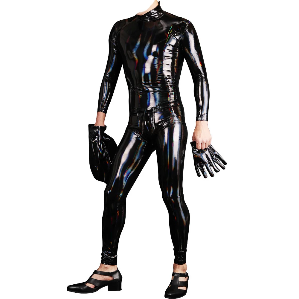 sexy-men-colorful-shiny-full-body-cover-bodysuit-pu-faux-latex-u-convex-pouch-jumpsuit-sexy-tight-gay-wear-plus-size-with-glove