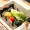 1pc Adjustable Dish Drainer Telescopic Over Sink Dish Drying Rack with  Fruit Vegetable Drain Basket Kitchen Tools and Utensils 2