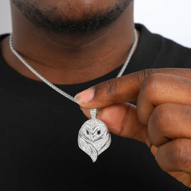 

Hip-hop Silver/Gold Color Cute Owl Pendant Chain Necklaces Copper Cubic Zircon Jewelry for Women Men