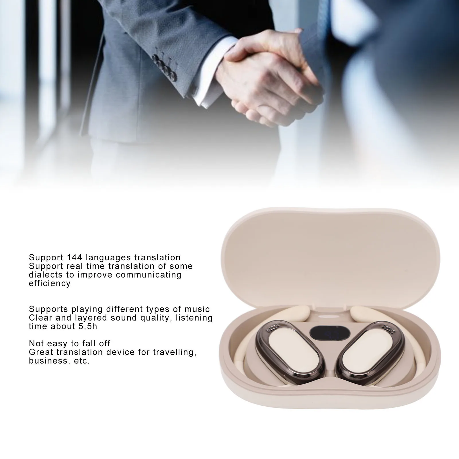 Language Translator Earbuds 144 Languages Translation Bluetooth 5.4 Wireless Music Earbuds Translator Device with Charging Case