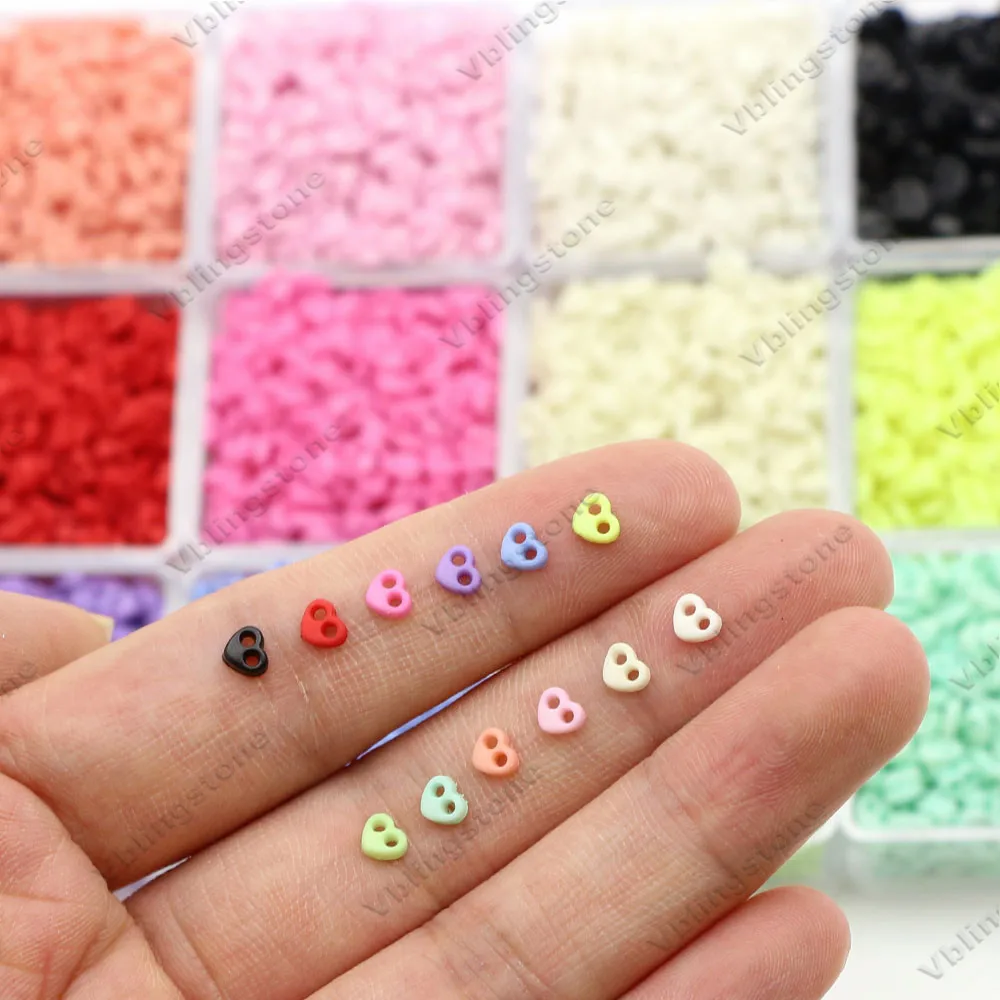 4mm Heart Buttons 100pcs Mini Buttons for Dolls 2Holes Sew Button Decoartive Clothes Buckles Needlework Handmade Accessories 4