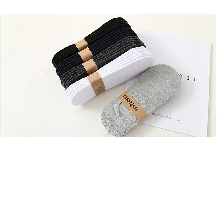 5 Pairs Unisex Invisible Boat Socks Summer Breathable Plain Color Soft Ankle Socks Casual Business Sport No-Show Socks