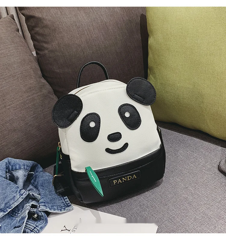Rucsac Panda nou pentru grădiniță, rucsac cu desene animate Panda, frunze de bambus, drăguț PU, rucsac la modă_voghion.com