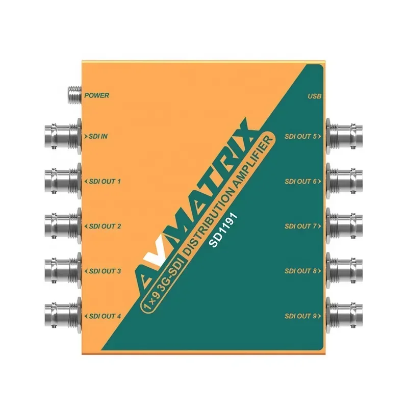Avmatrix SD1191 1 입력 9 출력 1080p 해상도 오디오 비디오 SD HD 3G-SDI 분배기 증폭기 금속 재질
