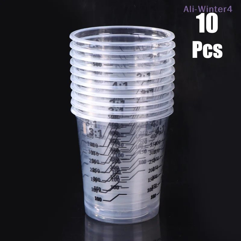 【Winter4】10Pcs 500ml 일회용 투명 플라스틱 페인트 혼합 컵 혼합 용기..