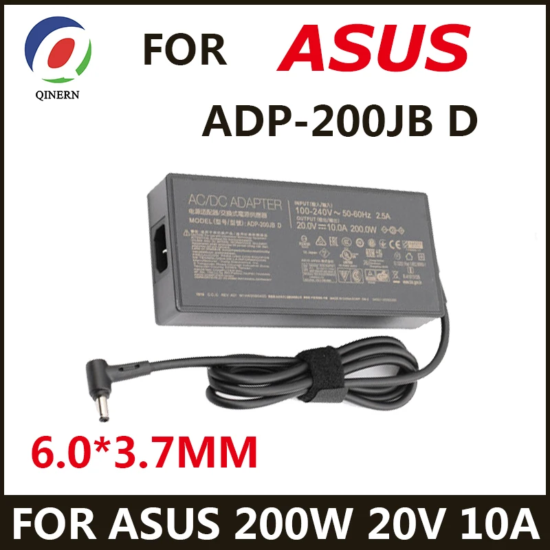 Carregador do Adaptador do Portátil para Asus Asus Tuf A17 Fa706qm Fa506qr Rog Zephyrus G15 Ga503q Ga503 Adp200jb d 20v 10a 200w 6.0×3.7 mm