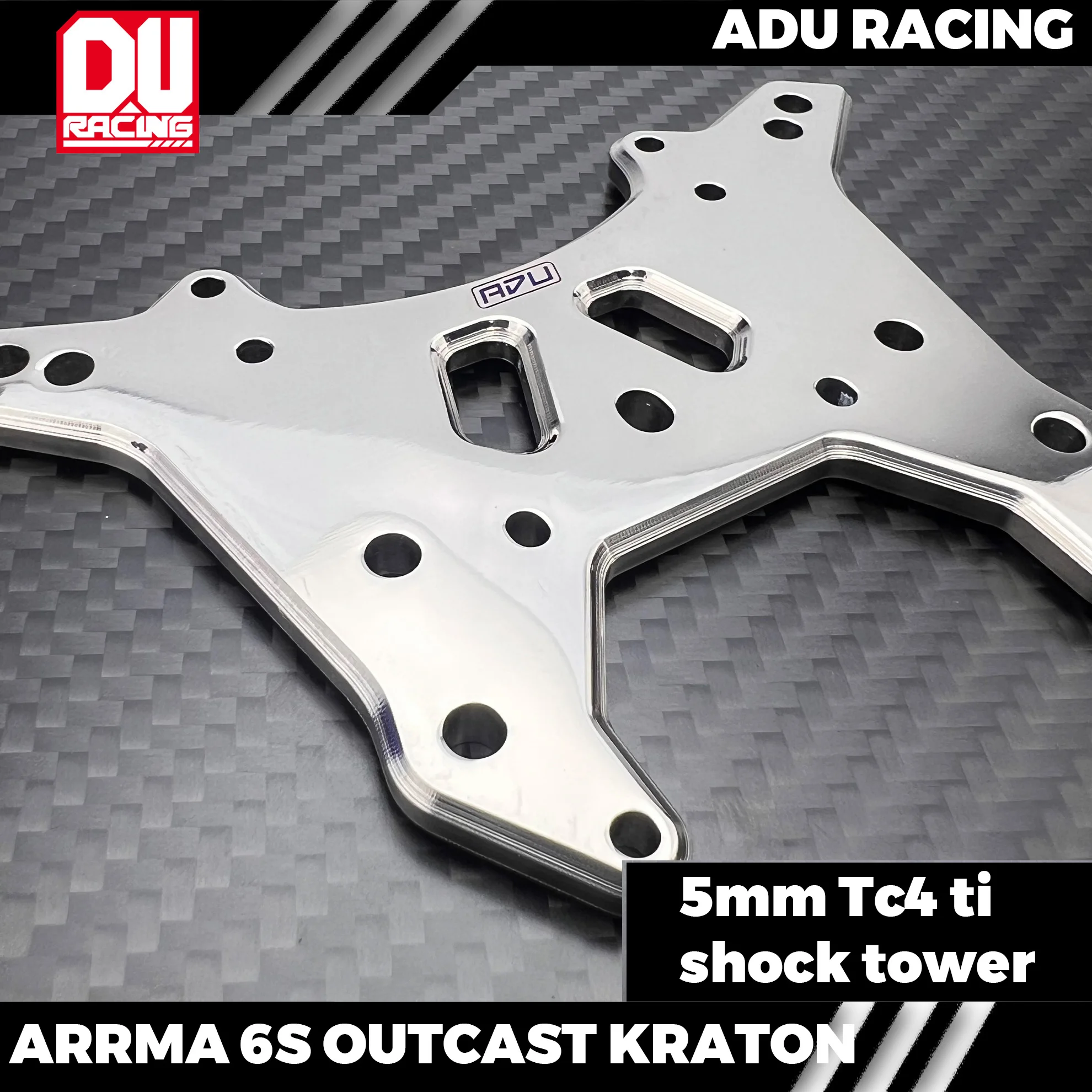 Bras de suspension en titane TC4 pour Arrma Kraton 6S, détail du titane et des fixations.