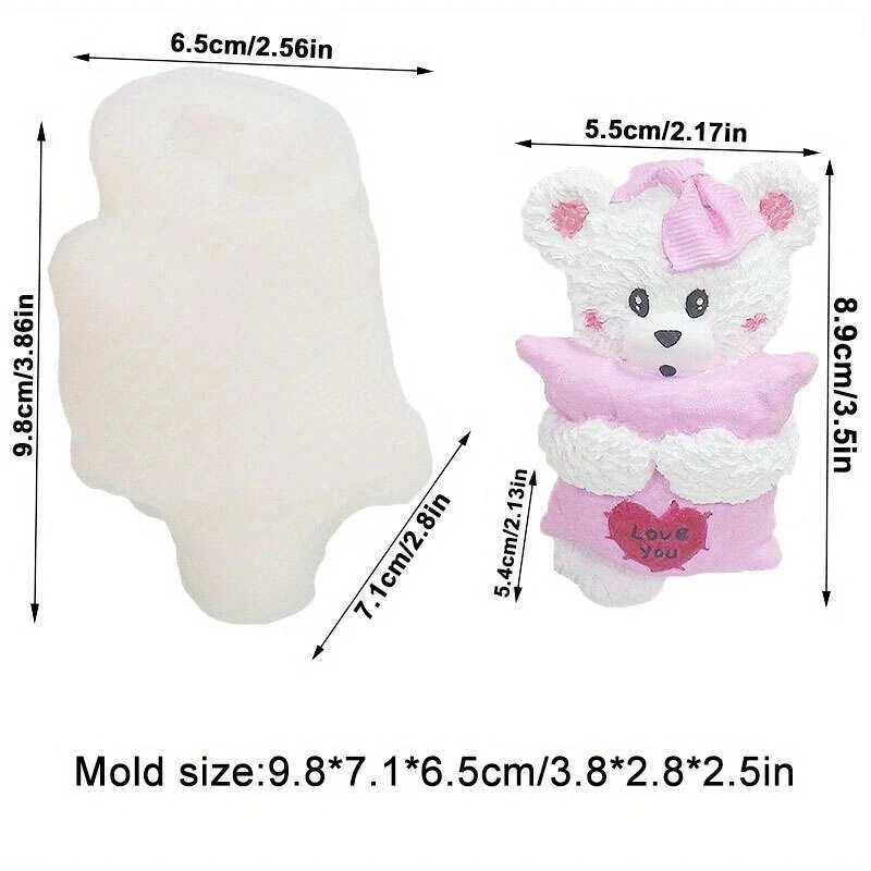 Schneemann-Geschenk mit Blumenbär Silikonform für Eiswürfel, Getränke, Schokolade, Gel, Kerzen, Gips-Ornamente – Detail 7