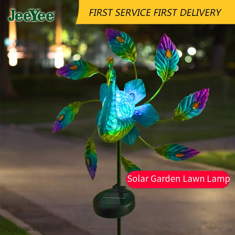 JeeYee Solar Lawn Light Garden Decoration Wrought Iron Painted Peacock Solar Light Windmill Home Decoration for Garden Outdoor outdoor solar peacock windmill iron lamp garden landscape lights decorative peacock windmill waterproof night light