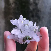 100% Natural White Crystal Quartz With Pyrite Or Chalcopyrite Symbiotic Specimen Cluster Home Decor Meditation Energy Healing 1