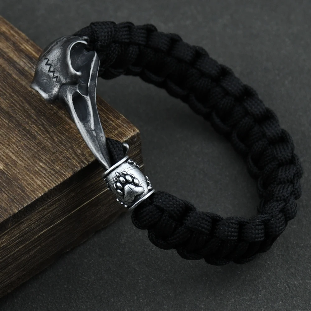 Uomo Viking Dragon & Bear Claw Rune Bead Odin Raven Amuleto Bracciale In Acciaio Inossidabile Uomo Slavo Wicca Skull Braceletad