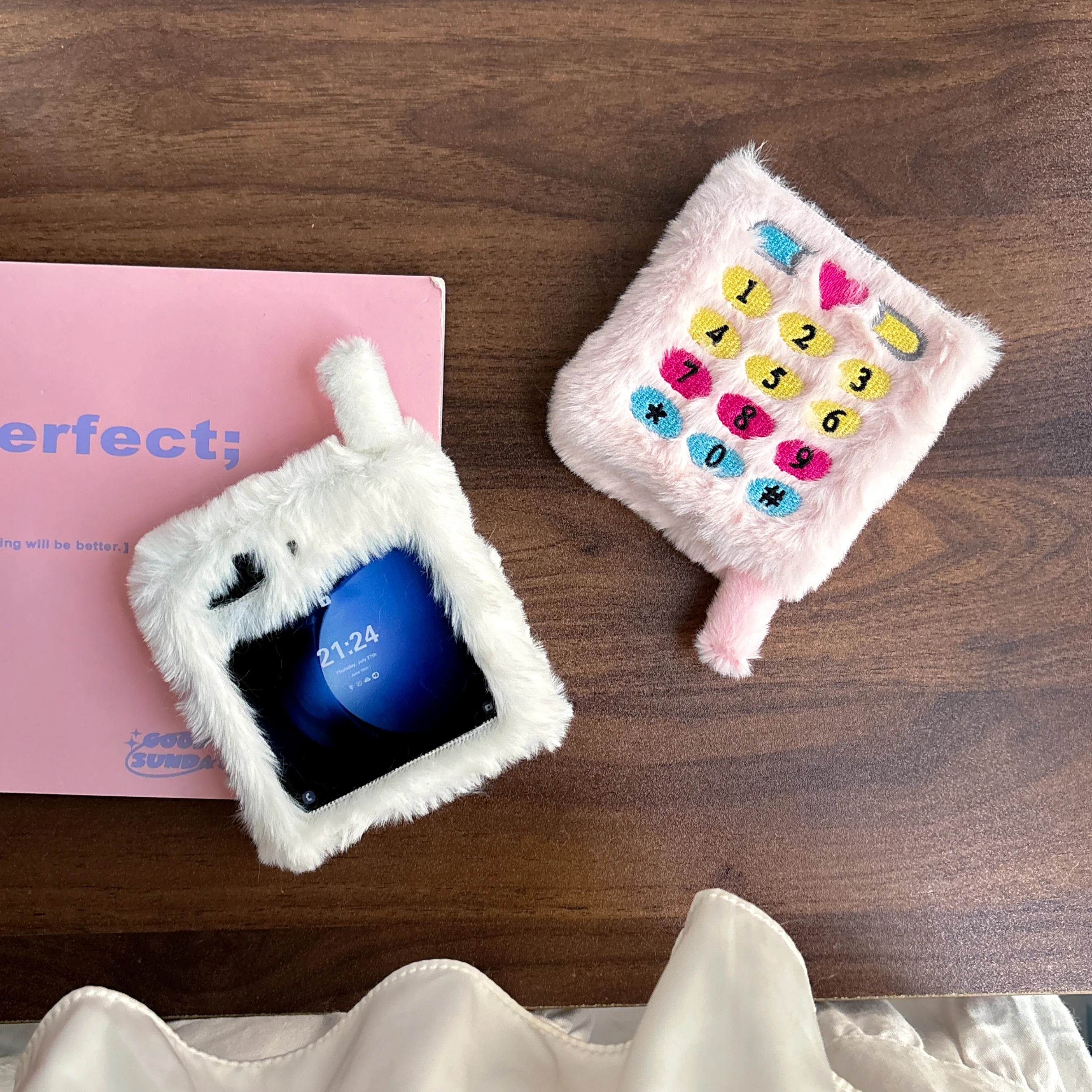 Colorful Plush Embroidered Phone Holder Case