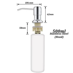 Premium Stainless Steel Soap Dispenser Extension Tube Kit - Elegant Kitchen and Bathroom Liquid Soap, Lotion, and Detergent Pump (500ml Silver)
