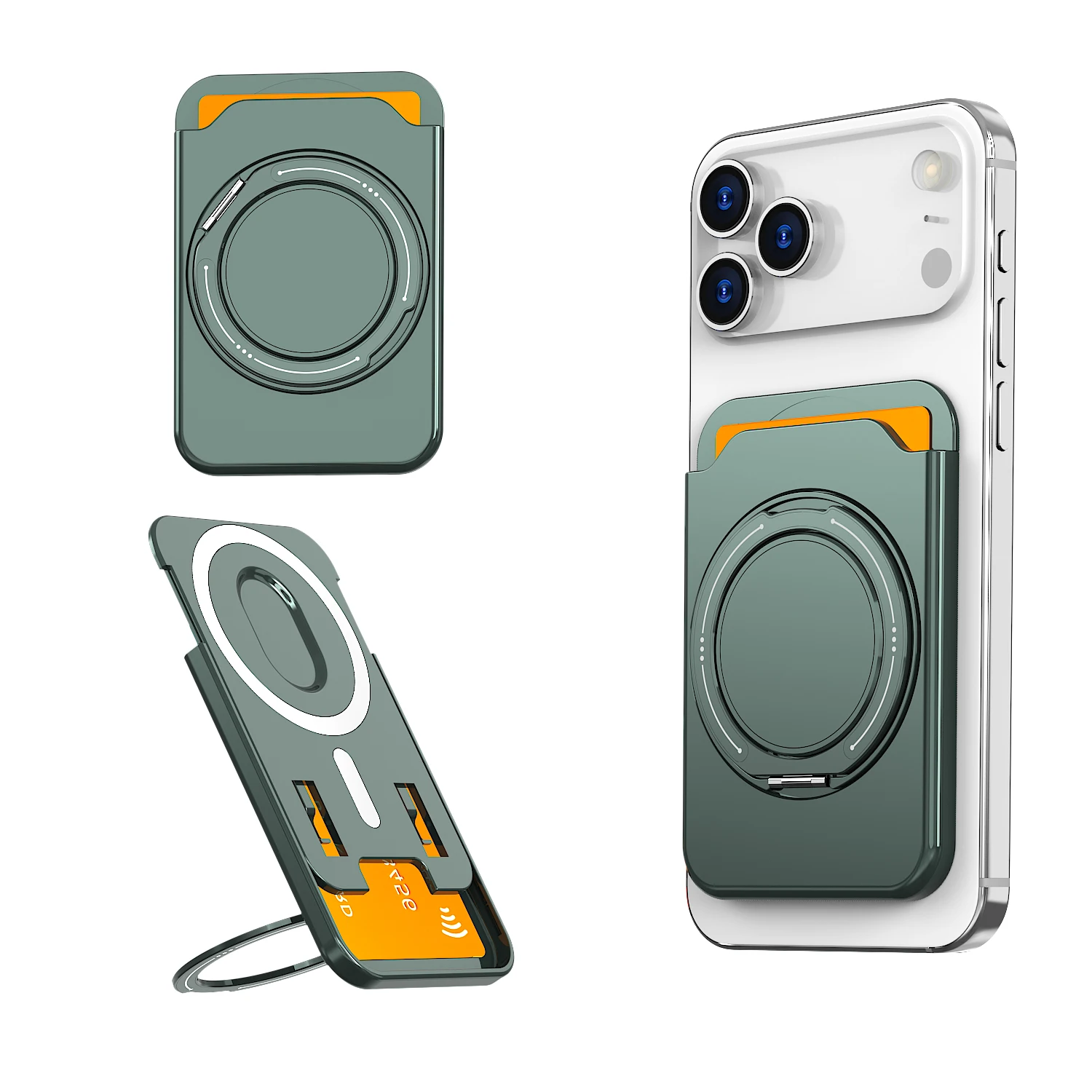 Dual-Position Magnetic Card Holder with Stand and Detachable Design