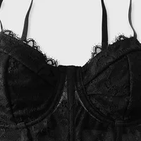 Soutien-gorge push up en maille semi-transparente pour femme, bustier tubulaire, corset noir sexy, bustier de soirée club, haut court, lingerie élégante 3