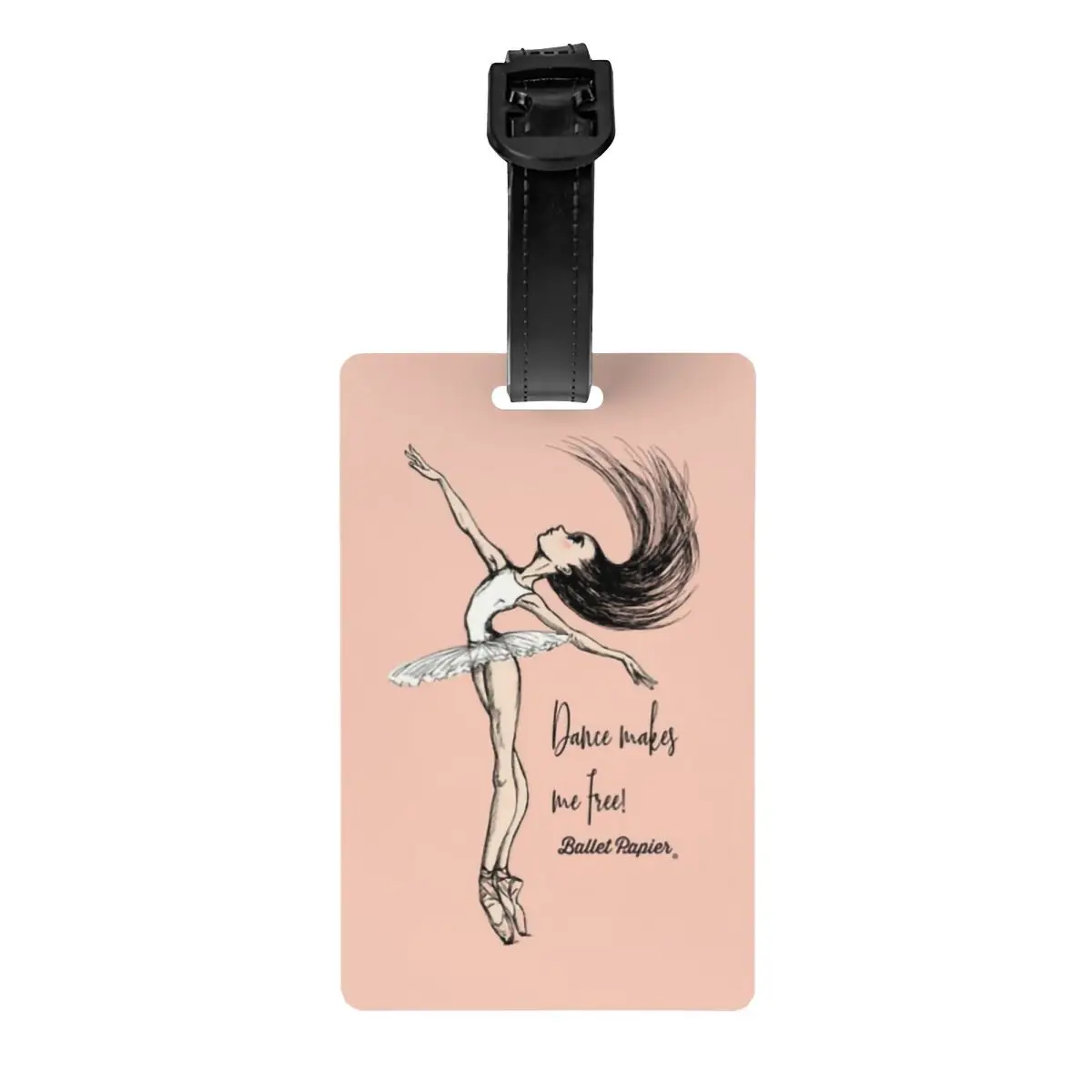 

Ballet Dance Makes Me Free Luggage Tag for Travel Suitcase Ballerina Dancer Privacy Cover Name ID Card