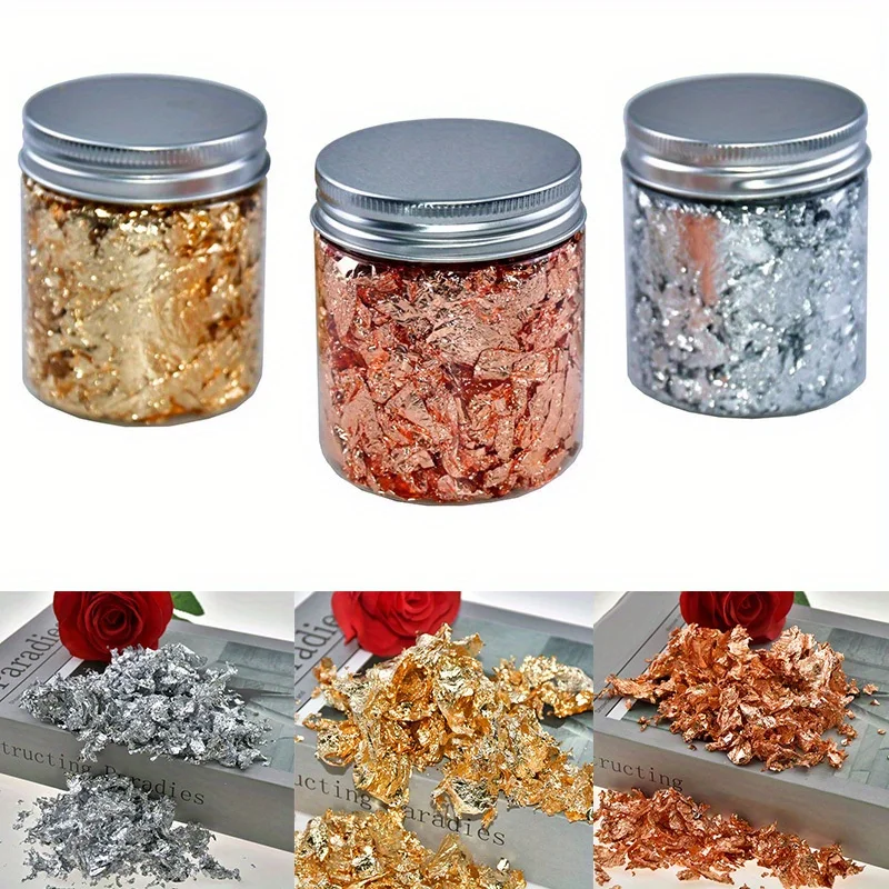 Gold Leaf Flakes for Crafting and DIY Projects – 3g Foil Sheets for Resin Art, Nail Art, and Jewelry Making