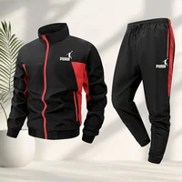 Ensemble de vêtements de sport décontractés pour hommes, veste à fermeture éclair imprimée avec pantalon long, tenue d'été pour le fitness, le cyclisme, les activités de plein air et les trajets quotidiens 5