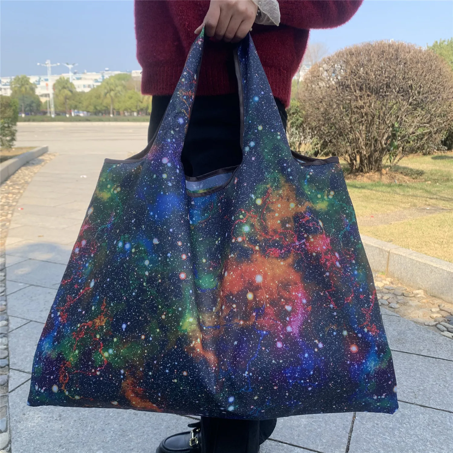 Foldable Eco-Friendly Oxford Cloth Shopping Bag - Large Portable Grocery Tote