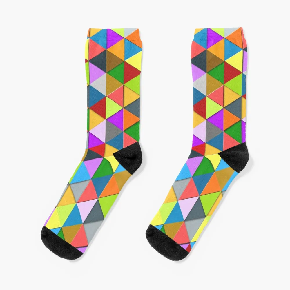 

Colorful triangle galore geometric pattern Socks Funny Socks Custom Socks