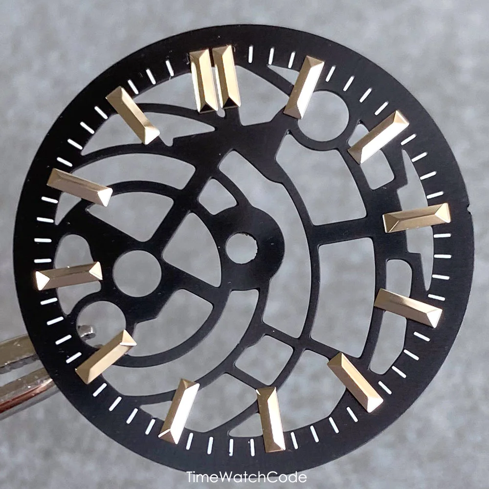 Skeleton Watch Dial with Metallic & Luminous Indices - 29mm