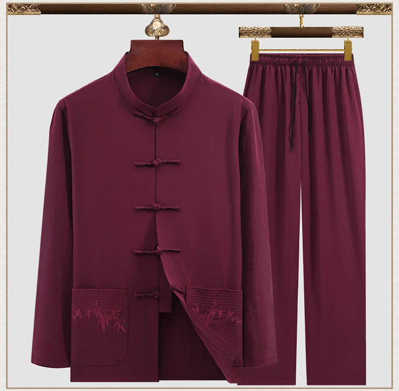Mandarin Collar Casual Tang Clothing Embroidered Hanfu Kung Tang Suit Chinese Men's Suit chinese traditional costume