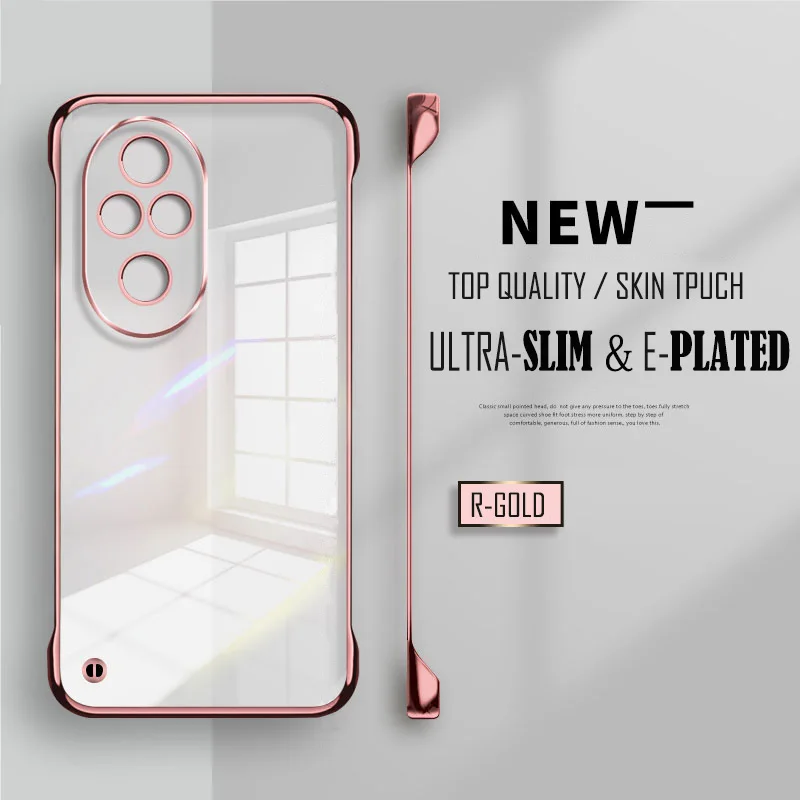 Luxury Plating Transparent Frameless Ultra Thin Case with Clear Lens Protection Cover