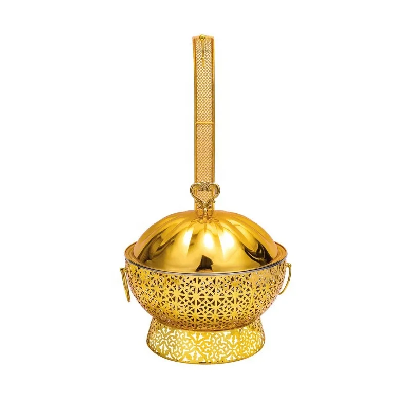 Gold round Stainless Steel Hot Pot Gas Powered Hanging Heater for Buffet Food Be