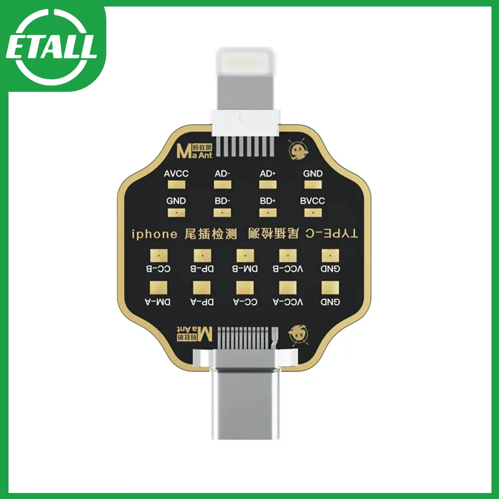

MaAnt Dock Charging USB Flex Test Board GND/VCC/CC/DP/DM Fast Diagnosis Fault For Lightning TYPE-C Port Mobile Phone Repair Test