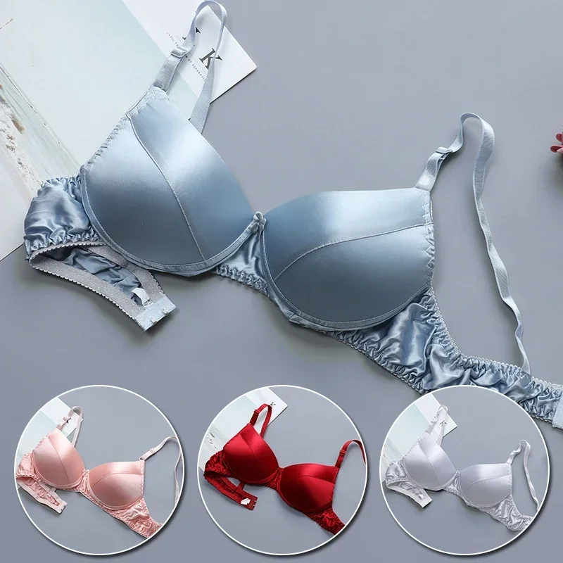 Real Mulberry's Silk Bra Thin Double-sided Underwear Without Steel Ring Comfortable Breathable Soft Women Seamless Sexy Lingerie