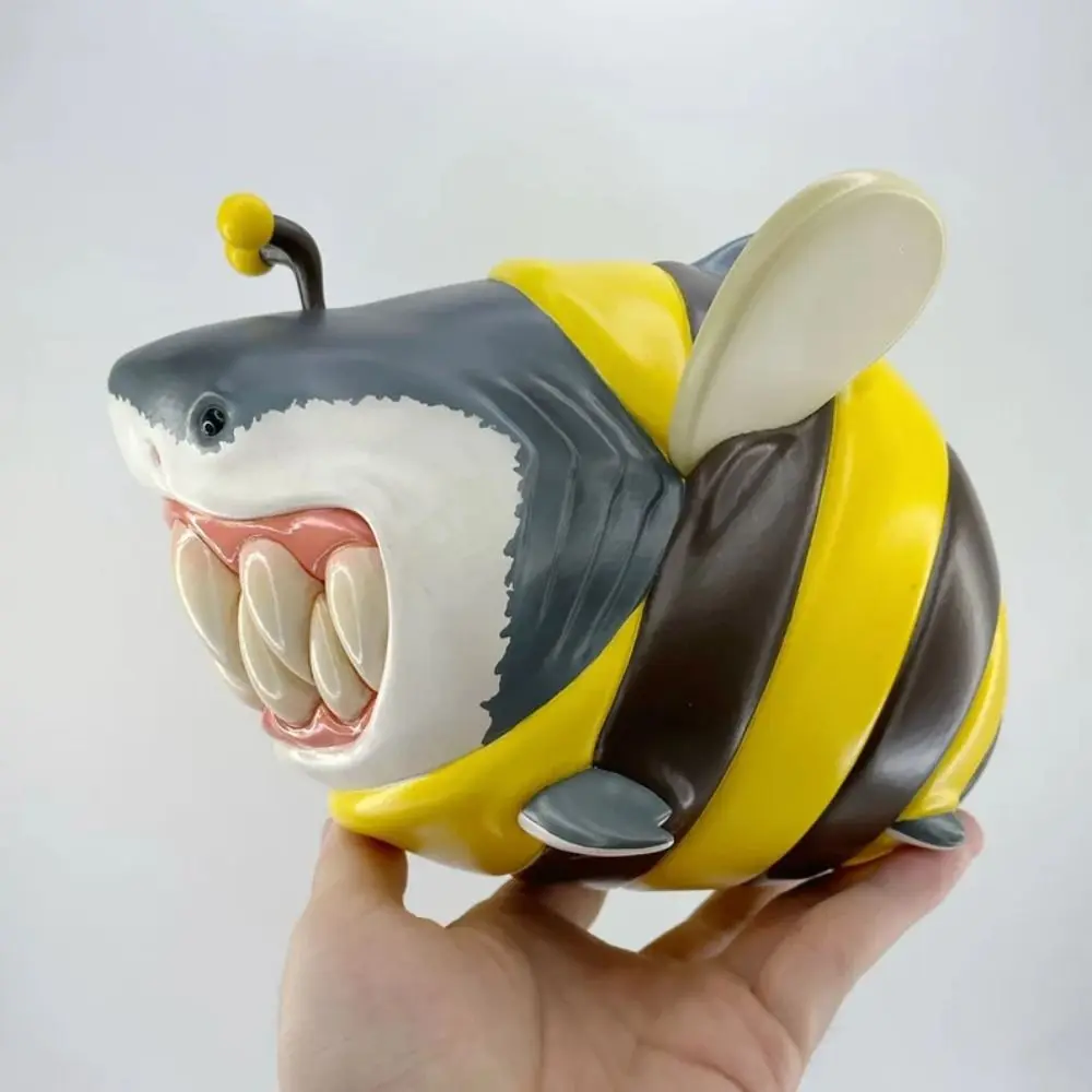 Q-version Shark Bee Ornament Resin Whale Shark Shark Resin Ornament Spoof Cartoon Animal Statue Ornament Science Fiction Fans