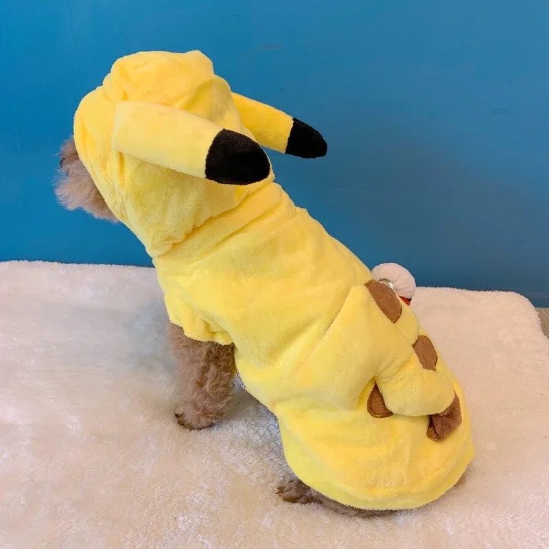 Cartoon Pikachu New Dog Clothes Yellow Sweater Pet Standing Pet Costume Pet Clothes Cat Dog Anime Big Dog Puppy Winter Clothes