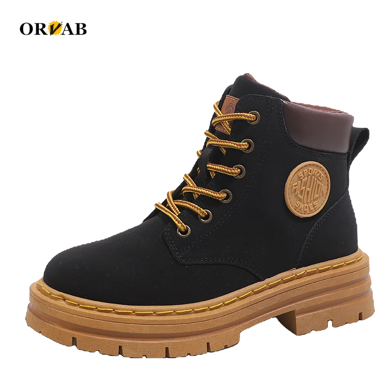 

Fashion Slim Boots Women Thick Sole High Platform Boots Autumn Winter Shoes Woman ANKLE Boots City Leisure Black Snow Boots Lady