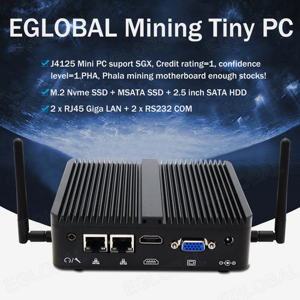 Eglobal Mini Pc Windows 11 Os Intel Celeron J4125/N4100 8Gb Ram 256Gb Ssd Intel Uhd Graphics600 1000Mbps Ethernet 2 * Computer Lan