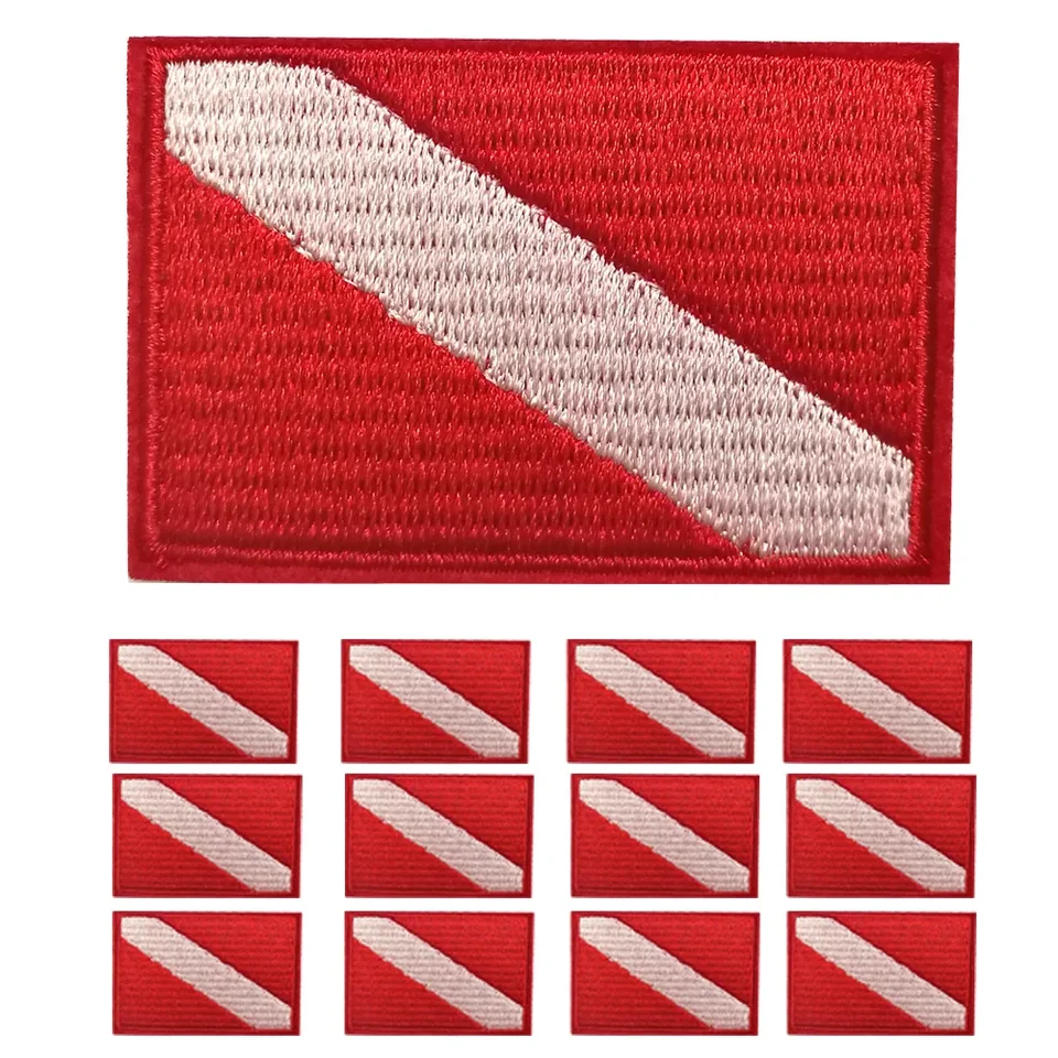 Patch Zaino Toppa Bandiera Subacquea Ricamata - Bordo Bianco, Souvenir Per Sub Toppa Ricamo Ferro - Foto 12